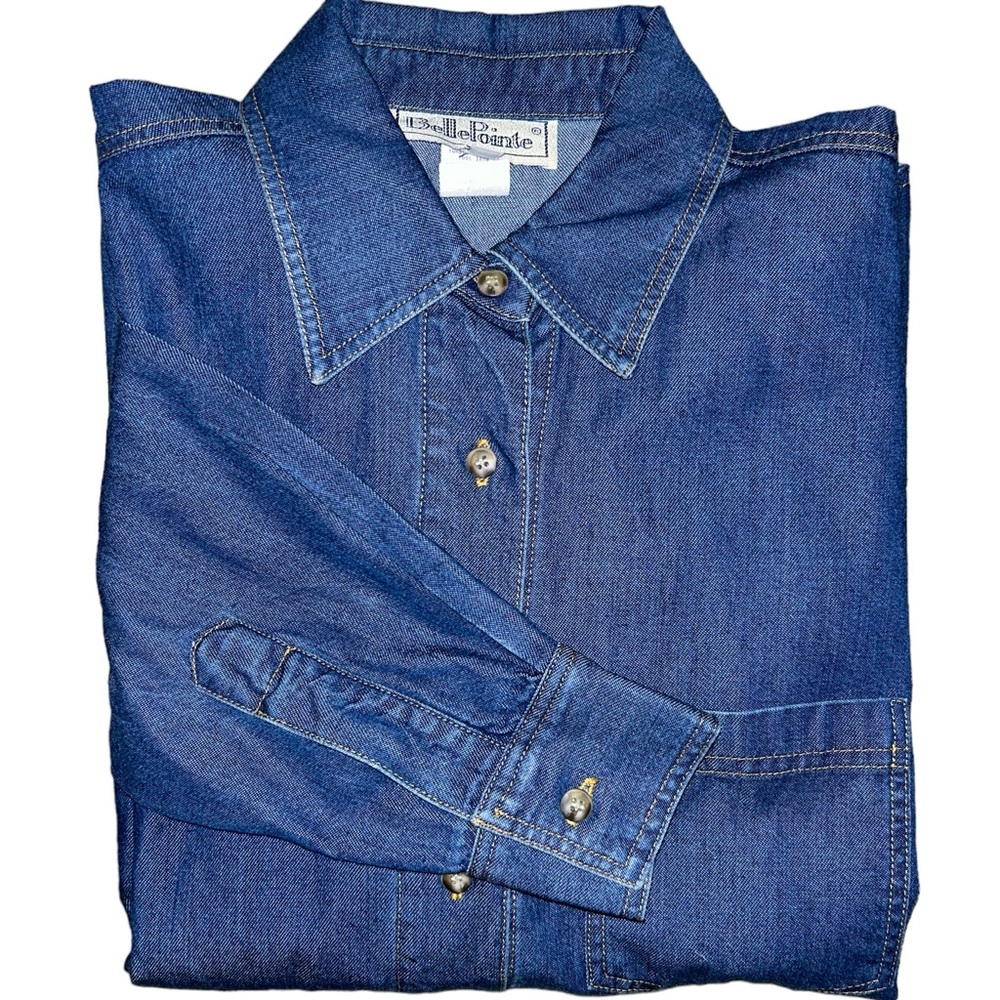 Belle Pointe Blue Denim Button Up Size Small Vintage 1990’s